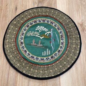 Vintage asian embroidered silk textile